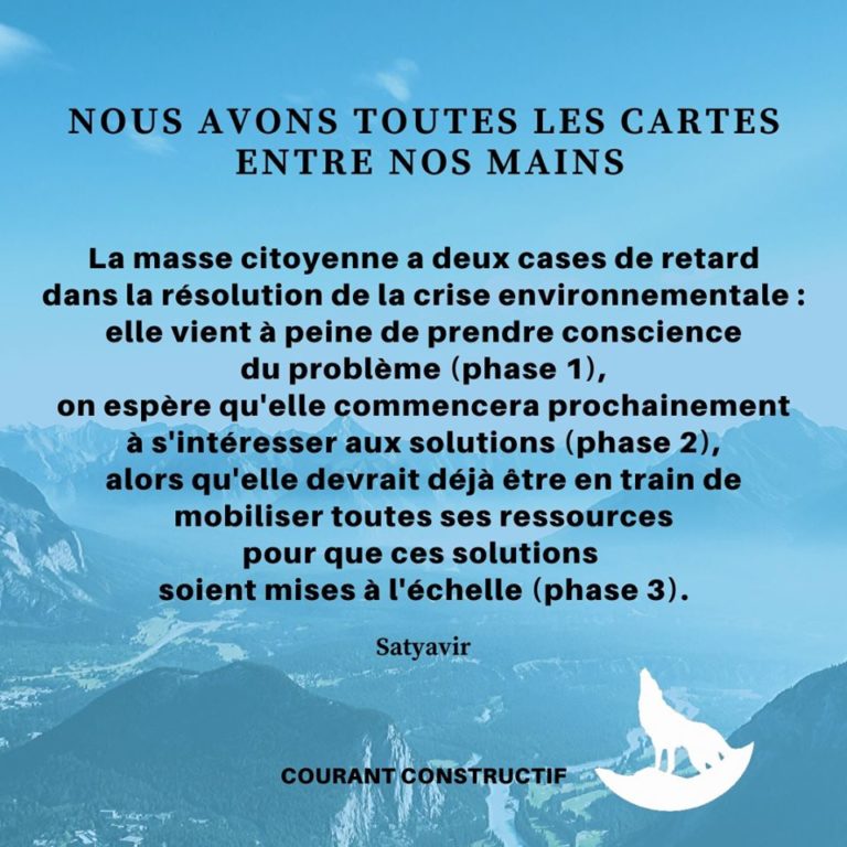 Il ne suffit pas que les solutions existent pour que nous soyons sauvés